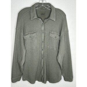Aerie Lumberjane Shirt Womens M Sage Green Waffle Knit Button Front Shacket